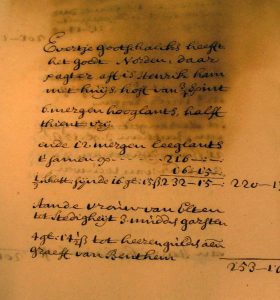 Bladzijde uit verpondingsregister van 1650 in Nijkerk